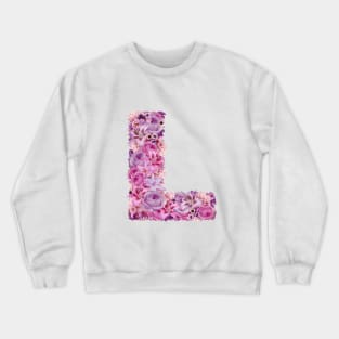 Pink Floral Letter L Crewneck Sweatshirt